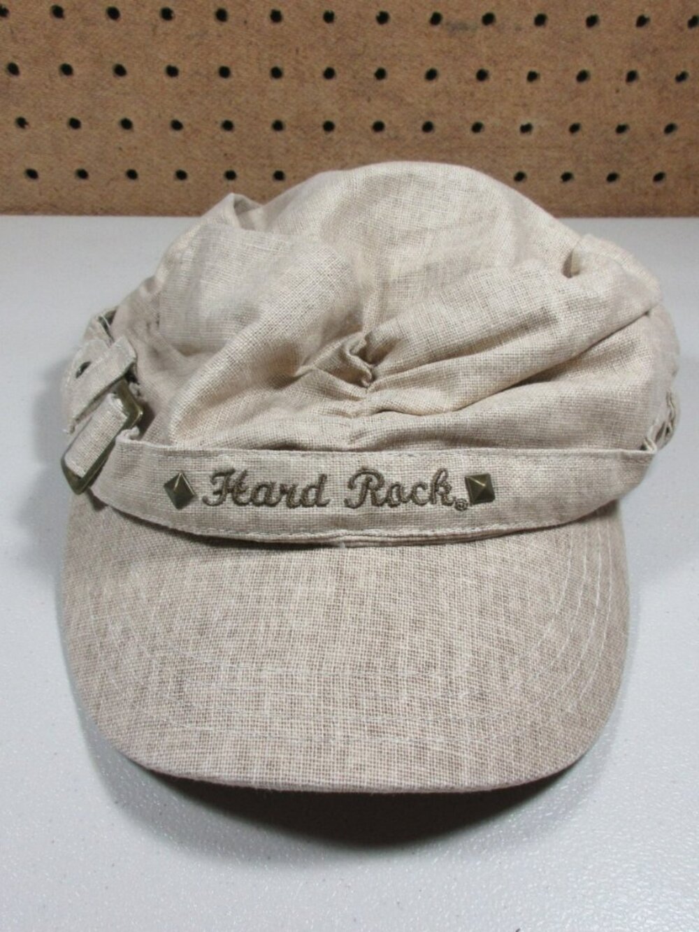 Hard Rock Hotel womens beige Linen Blend studded military cadet hat
